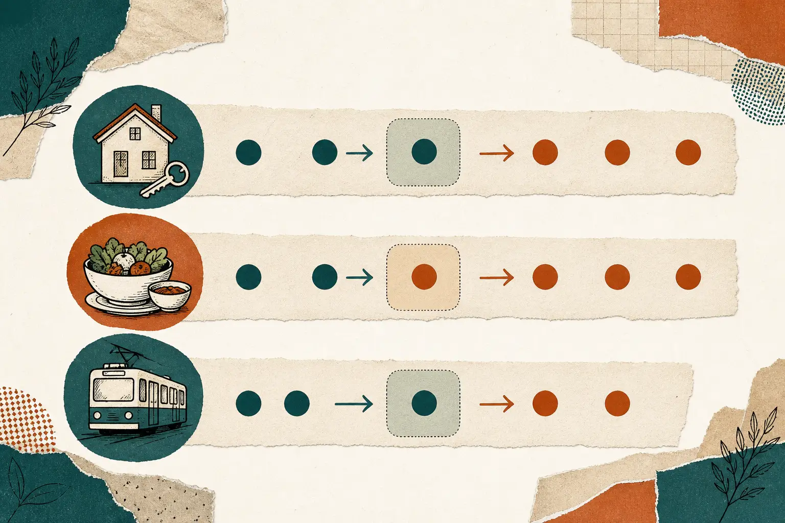 Illustrated comparison graphic: Cost of Living Compared for non-EU students — housing, food and transport cost icons on a comparison band.